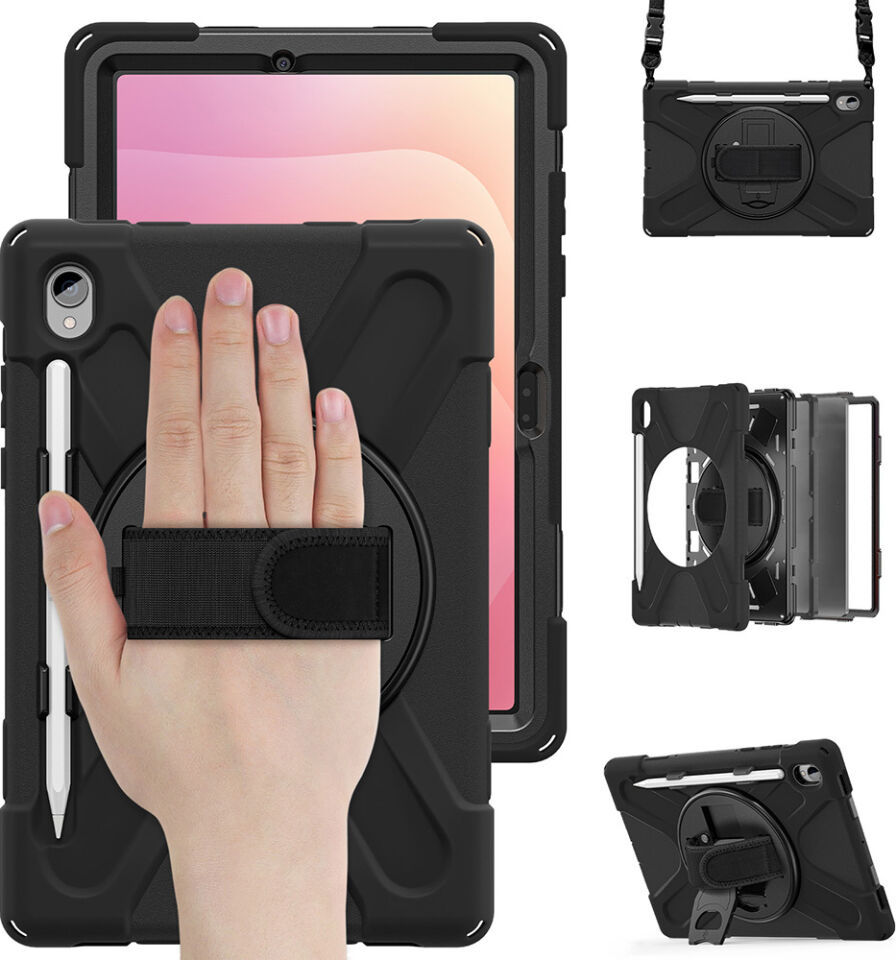 Five-E Samsung Galaxy Tab S11 2025 Zırhlı Armour Defender Askılı Kılıf Sm- X730