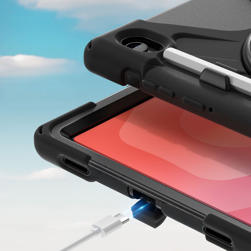 Five-E Samsung Galaxy Tab S11 2025 Zırhlı Armour Defender Askılı Kılıf Sm- X730