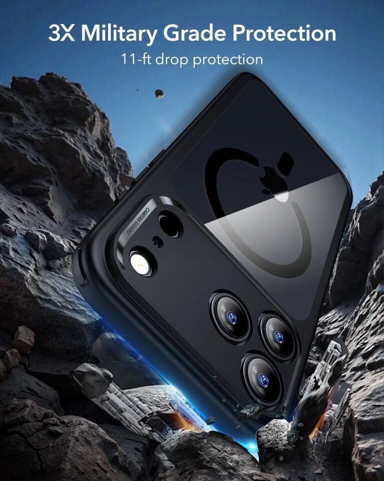 ESR Apple iPhone 17 Pro Classic Hybrid Kamera Kontrol Koruma Butonlu Magsafe Kapak Siyah