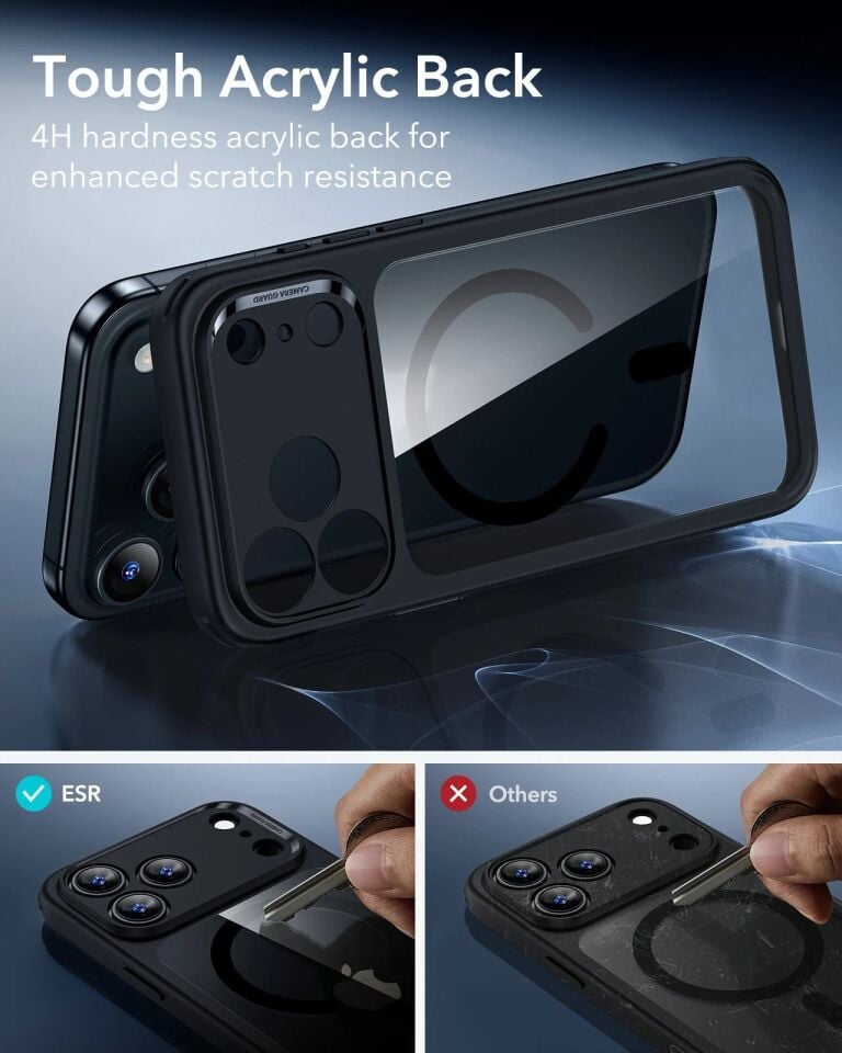 ESR Apple iPhone 17 Pro Classic Hybrid Kamera Kontrol Koruma Butonlu Magsafe Kapak Siyah