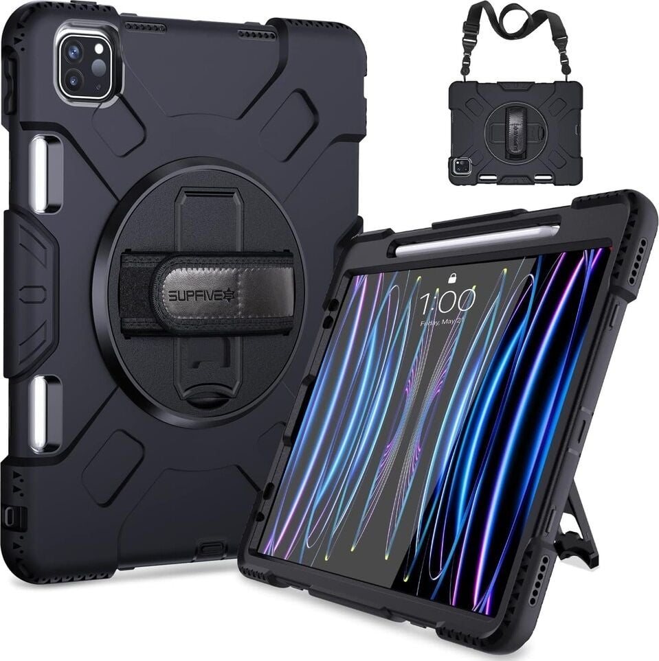 Five-E Apple iPad Pro 13 M5 (2025) Zırhlı Armour Defender Askılı Kılıf
