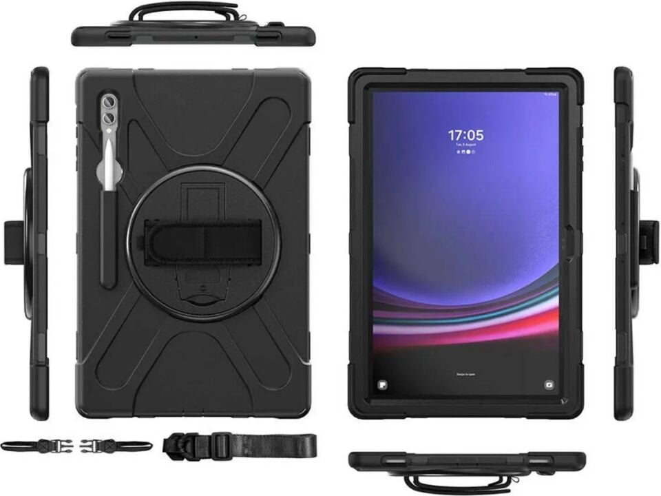 Five-E Samsung Galaxy Tab S10 Fe 2025 Zırhlı Armour Defender Askılı Kılıf Sm- X520