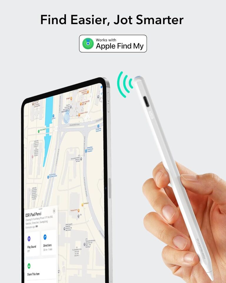 ESR Geo Apple iPad Find My Özellikli Type-C Şarj Girişli Dijital Dokunmatik Kalem Beyaz