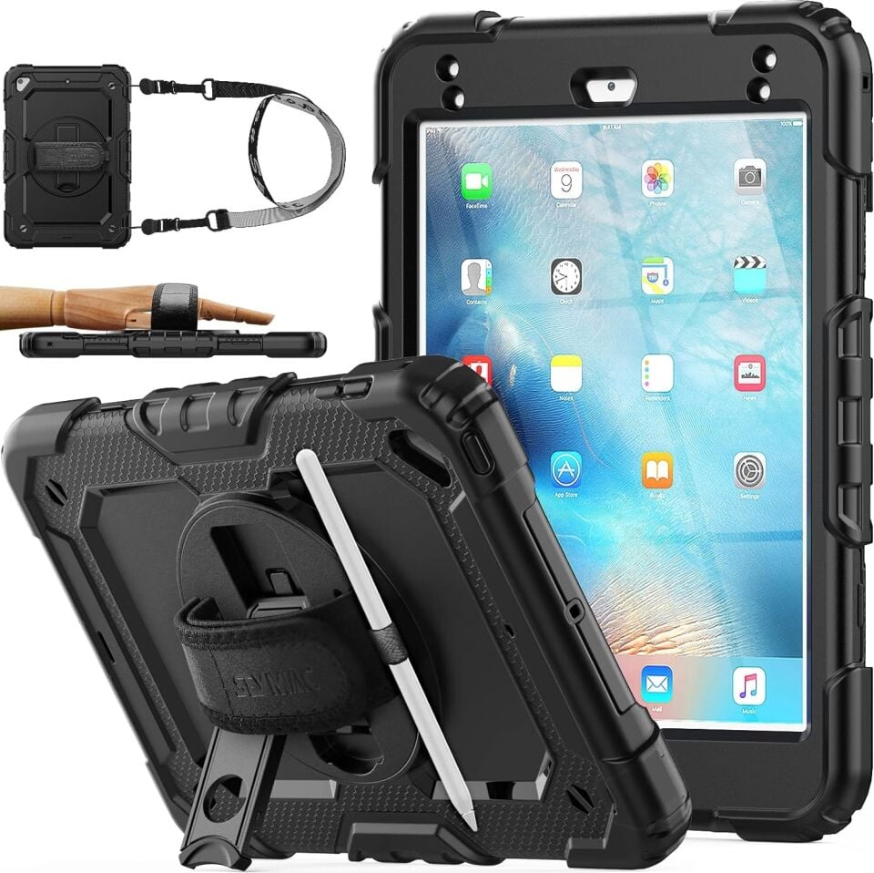 Five-E Apple iPad Mini 4 Nesil Zırhlı Armour Defender Askılı Kılıf A1538 A1550