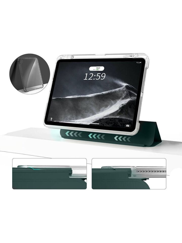 Apple iPad Air 4 (10.9) i-Adapt Essential Ekran Koruyucu Stylus Kalem ve Kılıf Set Haki