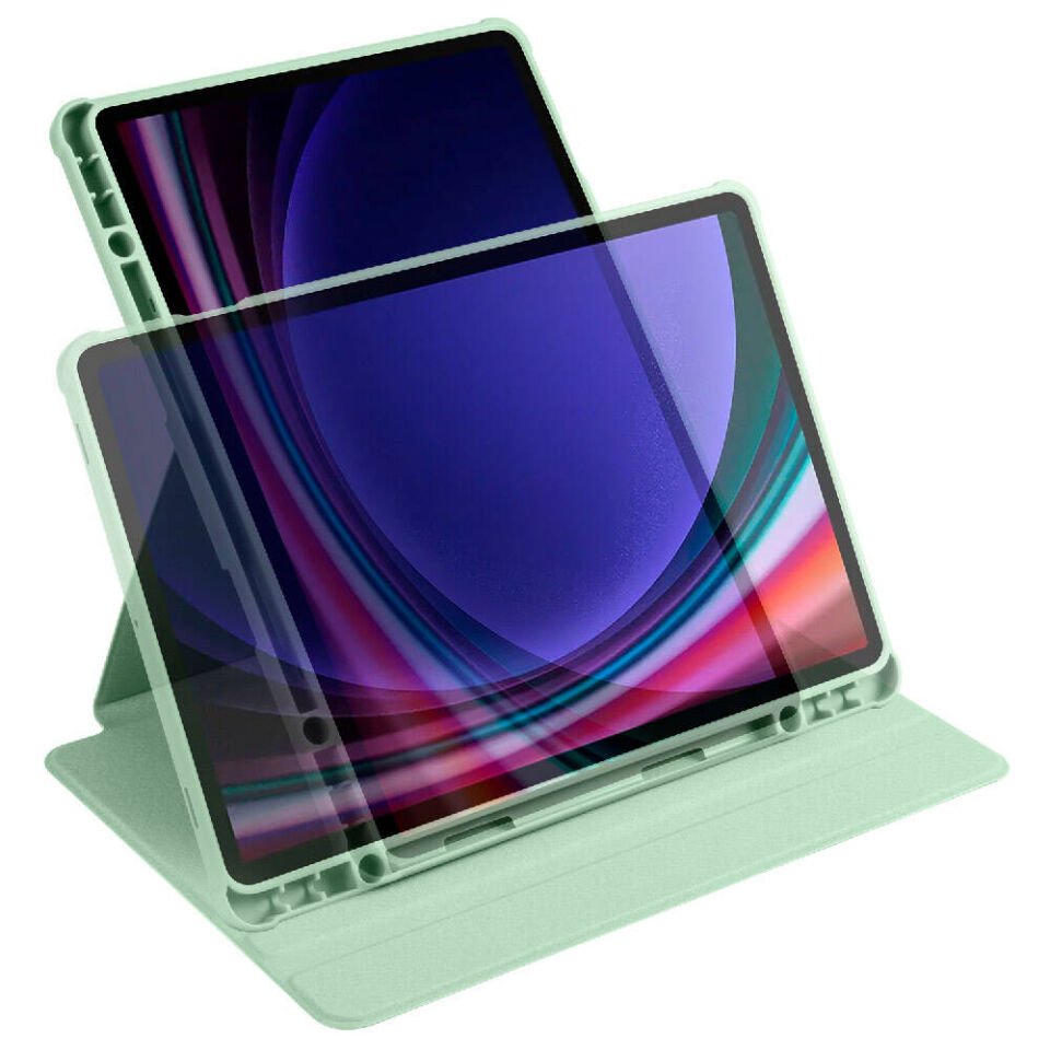 Samsung Galaxy Tab S9 Plus Yatay ve Dikey Dönebilen Standlı Kalem Şarjına Uygun Darbe Dayanıklı Thermix Kılıf Yeşil