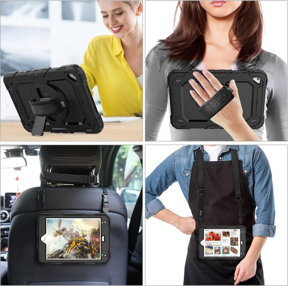 Five-E Apple iPad Mini 5 Nesil Zırhlı Armour Defender Askılı Kılıf A2133 A2124 A2126 A2125