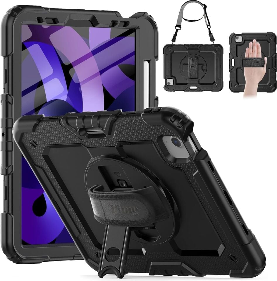 Five-E Apple iPad Air 5 10.9 Inç Zırhlı Armour Defender Askılı Kılıf A2588 A2589 A2591