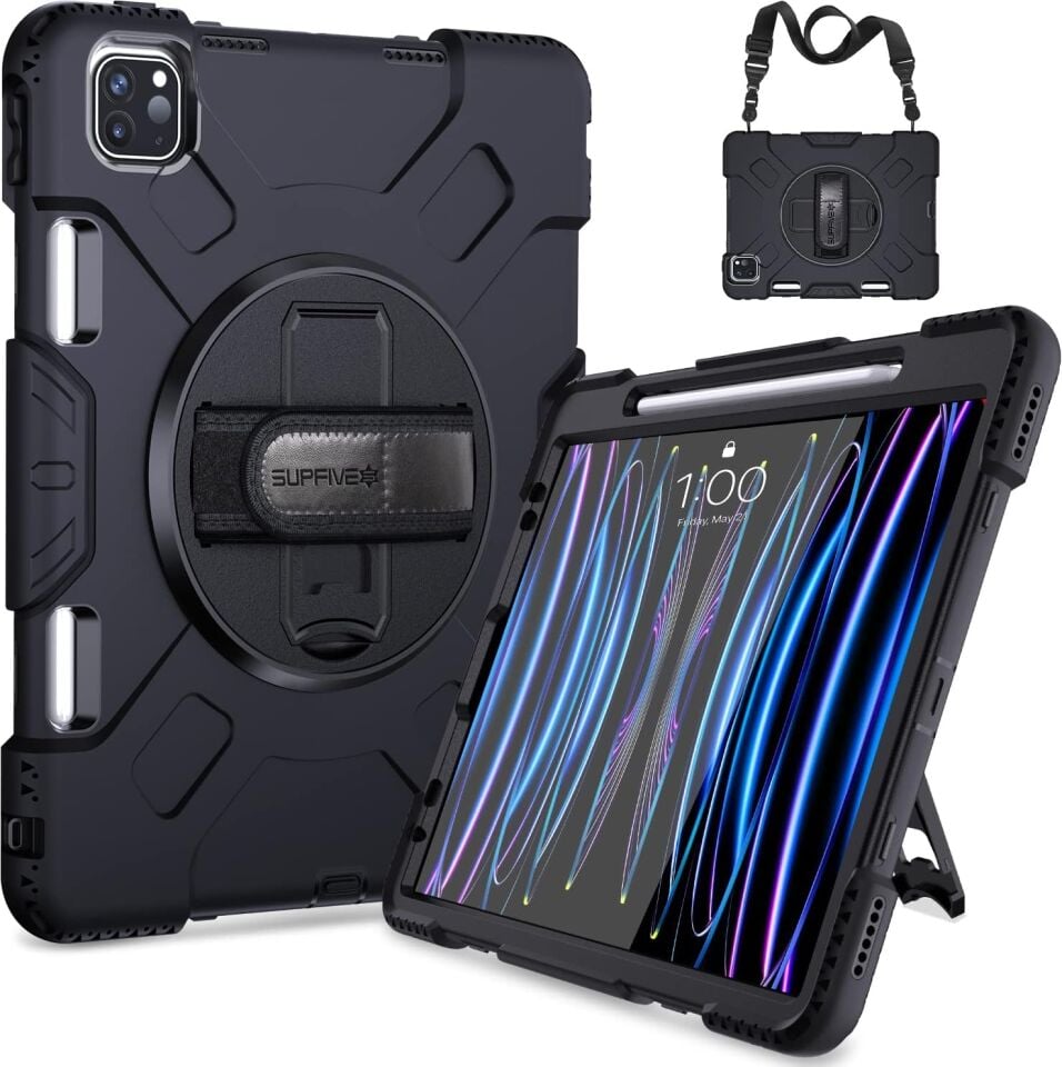 Five-E Apple iPad Pro 11 Inc 5. Nesil M4 (2024) Zırhlı Armour Defender Askılı Kılıf A2836 A2837