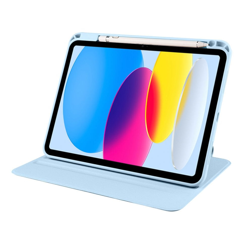 Apple iPad 10. Nesil 10.9 Inc Dönebilen Standlı Kalem Bölmeli Koruyucu Kılıf Stylus Kalem ve Nano Ekran Koruyucu Çok Fonksiyonlu Set