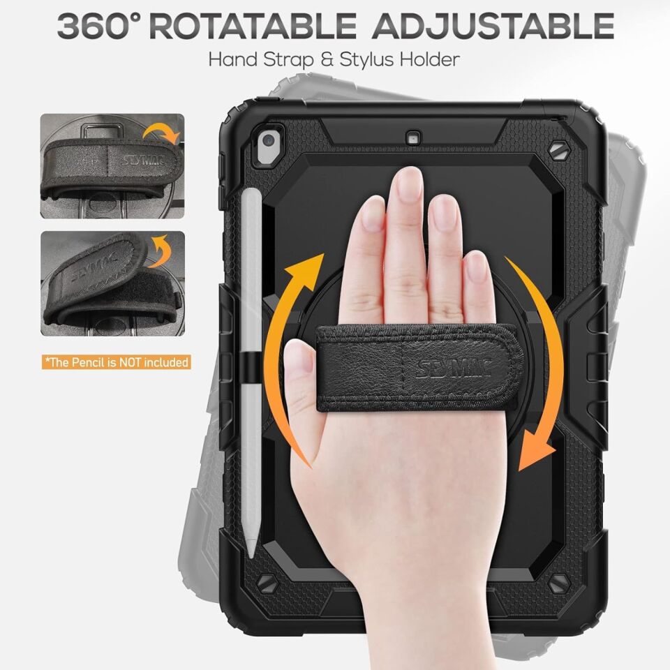 Five-E Apple iPad 5. Nesil 9.7 Inç Zırhlı Armour Defender Askılı Kılıf A1822 A1823
