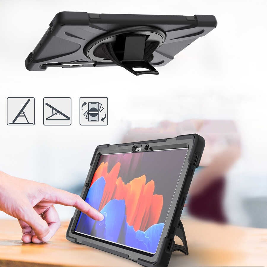 Five-E Samsung Galaxy Tab S8 Zırhlı Armour Defender Askılı Kılıf SM-X700