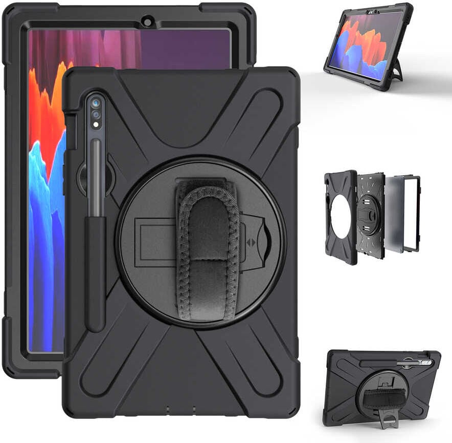 Five-E Samsung Galaxy Tab S8 Zırhlı Armour Defender Askılı Kılıf SM-X700