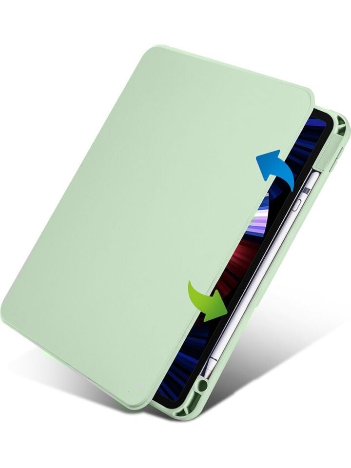 Apple iPad Air 13 M2 Dönebilen Standlı Kalem Bölmeli Koruyucu Kılıf Stylus Kalem ve Nano Ekran Koruyucu Çok Fonksiyonlu Set