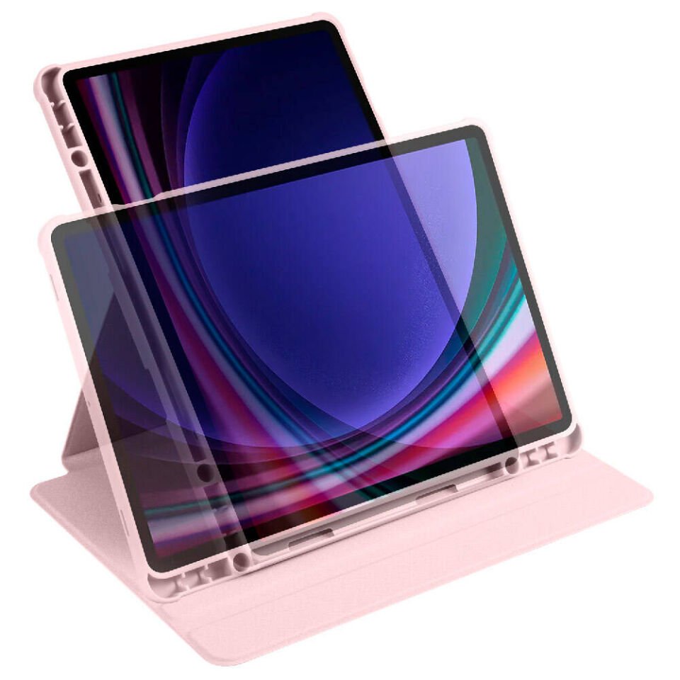 Samsung Galaxy Tab S7 Plus Yatay ve Dikey Dönebilen Standlı Kalem Şarjına Uygun Darbe Dayanıklı Thermix Kılıf Pembe