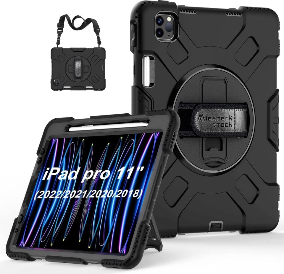 Five-E Apple iPad Pro 11 (2021) 4. Nesil Zırhlı Armour Defender Askılı Kılıf A2378 A2461 A2379 A2462