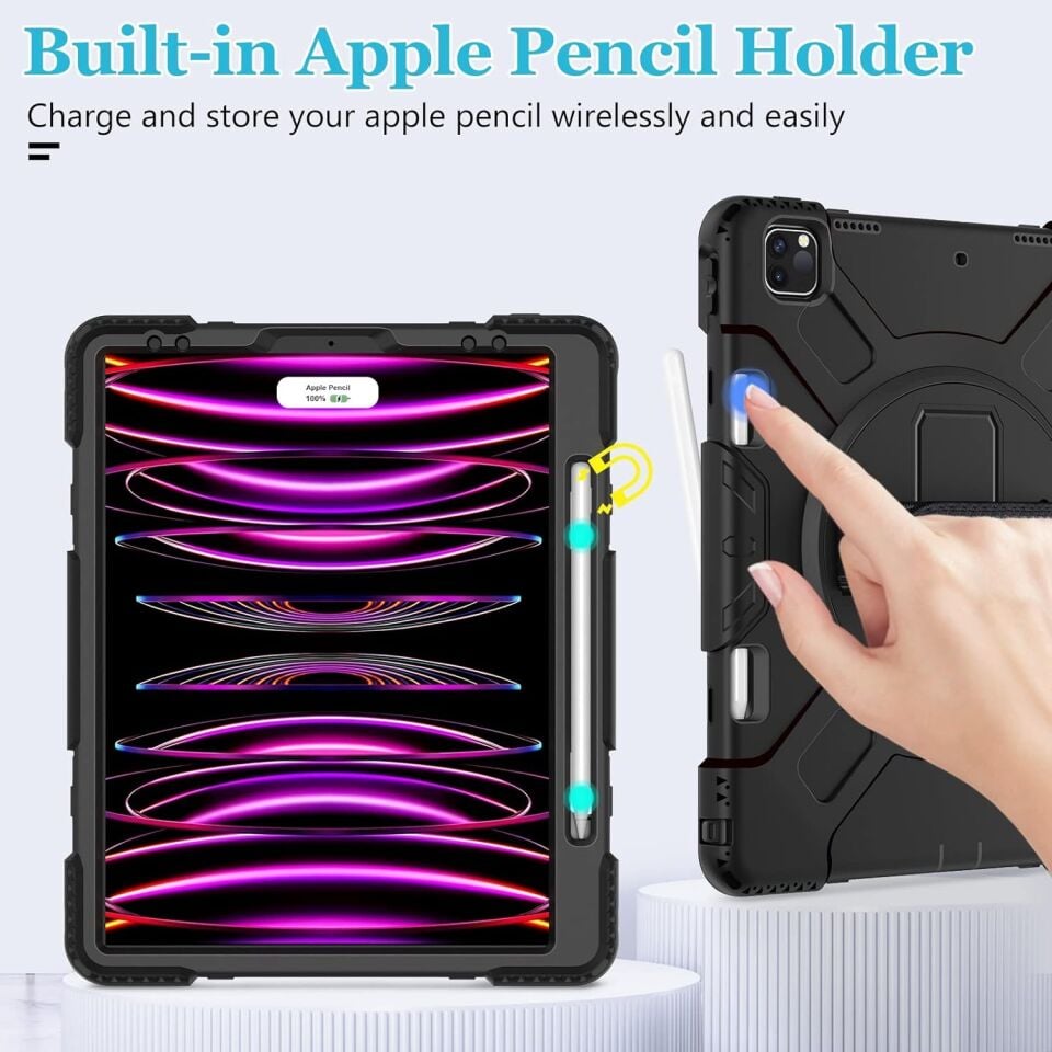 Five-E Apple iPad Pro 11 (2021) 4. Nesil Zırhlı Armour Defender Askılı Kılıf A2378 A2461 A2379 A2462