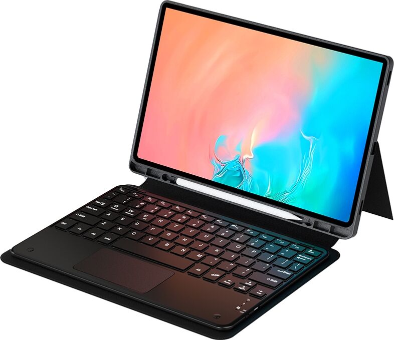Samsung Galaxy Tab A11 Plus 2025 Darbeye Dayanıklı Kalemlikli Touchpadli Ingilizce Q Klavyeli 2 In 1 Protection Kılıf SM-X230