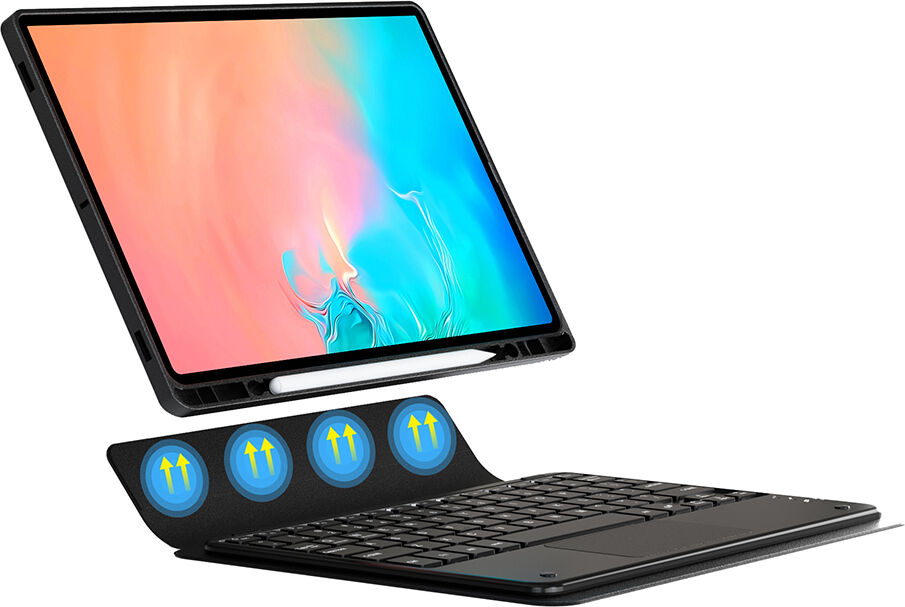 Samsung Galaxy Tab S11 Ultra Darbeye Dayanıklı Kalemlikli Touchpadli Ingilizce Q Klavyeli 2 In 1 Protection Kılıf Sm- X930