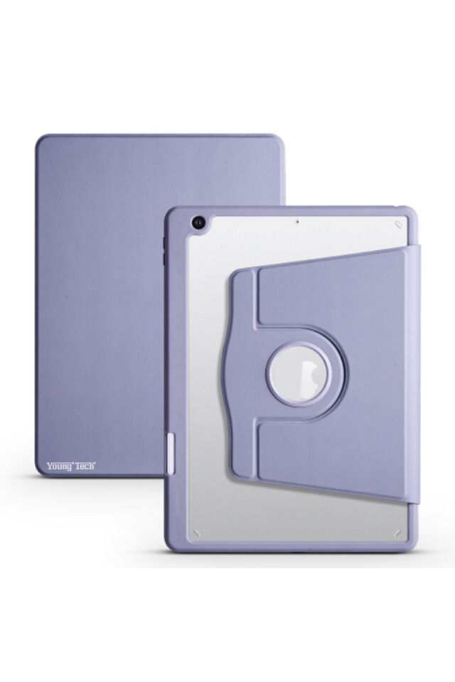 Apple iPad 7. Nesil 10.2 (2019) Yatay Standlı Dönebilen Kalemlikli Darbe Dayanıklı Kılıf A2197 A2200 A2198 Lavanta