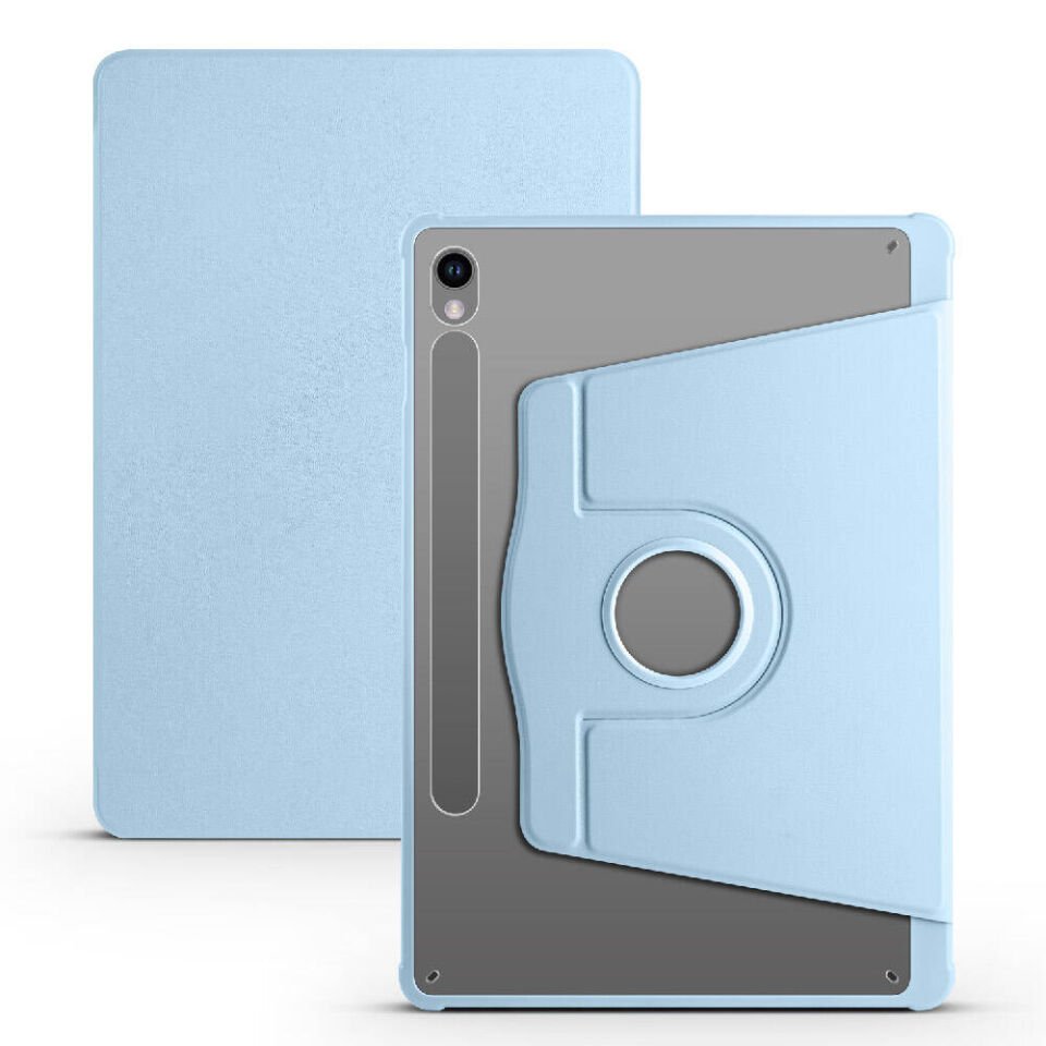 Samsung Galaxy Tab S9 Fe Plus Dönebilen Standlı Kalem Bölmeli Koruyucu Kılıf Stylus Kalem ve Nano Ekran Koruyucu Çok Fonksiyonlu Set