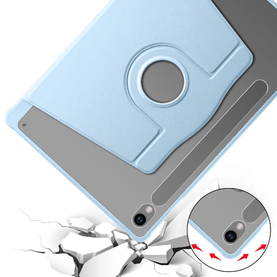 Samsung Galaxy Tab S10 Plus Dönebilen Standlı Kalem Bölmeli Koruyucu Kılıf Stylus Kalem ve Nano Ekran Koruyucu Çok Fonksiyonlu Set