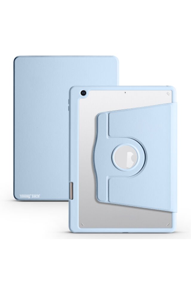 Apple iPad 9. Nesil 10.2 (2021) Yatay Standlı Dönebilen Kalemlikli Darbe Dayanıklı Kılıf A2602 A2604 A2603 A2605 Açık Mavi