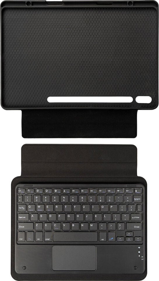 Samsung Galaxy Tab S8 Ultra 14.6 Darbeye Dayanıklı Kalemlikli Touchpadli Ingilizce Q Klavyeli 2 In 1 Protection Kılıf Sm- X900 X906