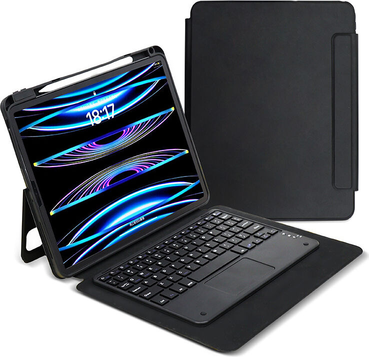 Samsung Galaxy Tab S9 Fe Darbeye Dayanıklı Kalemlikli Touchpadli Ingilizce Q Klavyeli 2 In 1 Protection Kılıf Sm- X510 X516