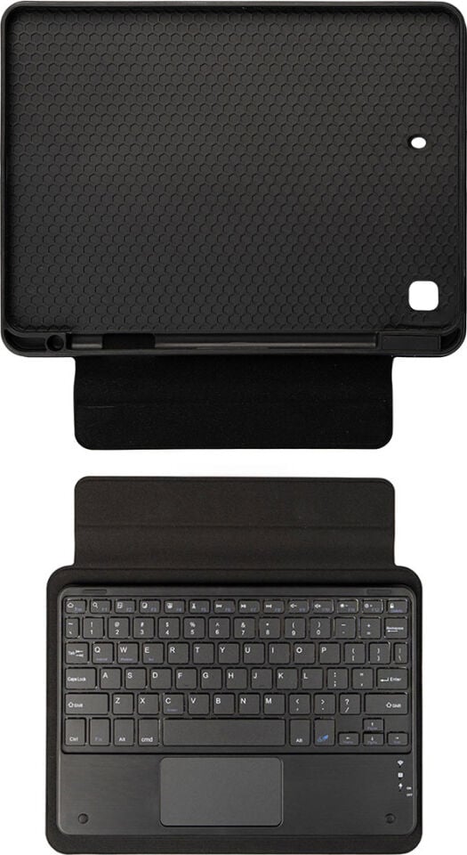 Apple iPad 8. Nesil (2020) 10.2 Darbeye Dayanıklı Kalemlikli Touchpadli Ingilizce Q Klavyeli 2 In 1 Protection Kılıf A2270 A2428 A2429 A2430