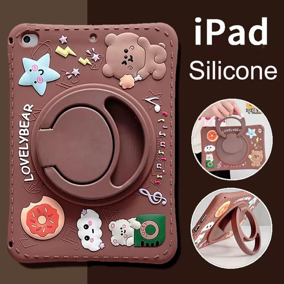 Apple iPad Air 11 Inc M2 (2024) Çocuklar Için Askılı 360 Derece Standlı Soft Silikon Lovelybear Kılıf A2902 A2903