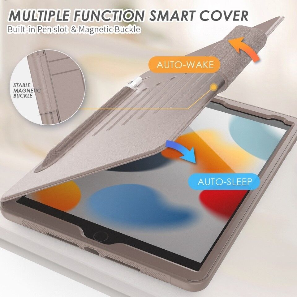 Apple iPad 8. Nesil 10.2 (2020) Kartlıklı Multifonksiyonel Manyetik Standlı Kalemlikli Zırhlı Smart Kılıf A2270 A2428 A2429 A2430