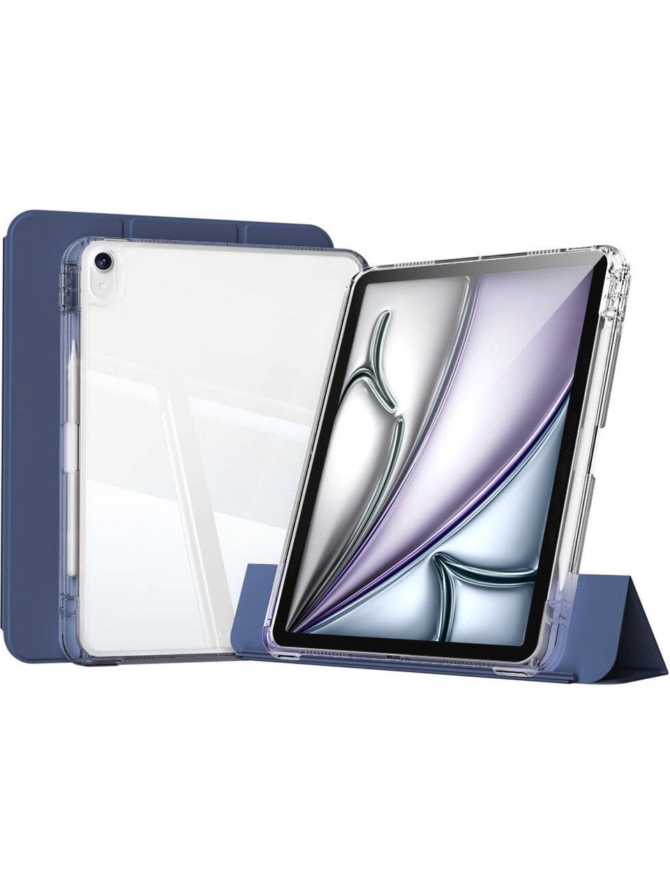 Apple iPad Pro 11 M4 (2024) Manyetik Standlı Darbeye Dayanıklı Shockproof Kalemlikli Kızaklı Hybrid Kılıf Lacivert