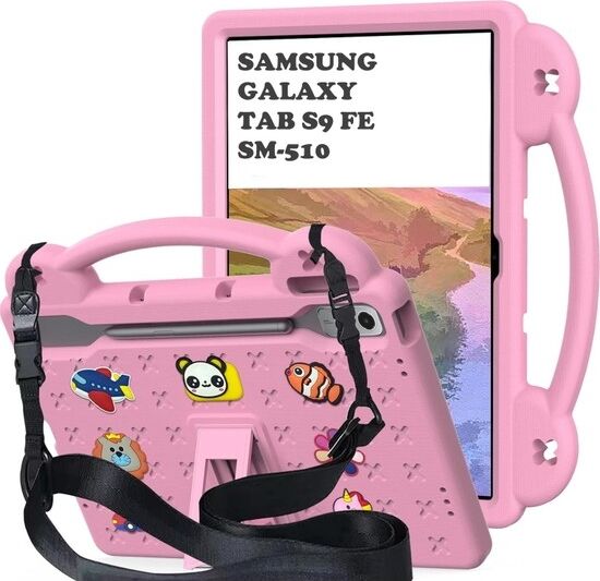 Five-E Samsung Galaxy Tab S9 Fe 10.9 (2023) Çocuklar Için Askılı Standlı Hayvan Figürlü Silikon Nemo Kılıf SM-X510 X516 X518