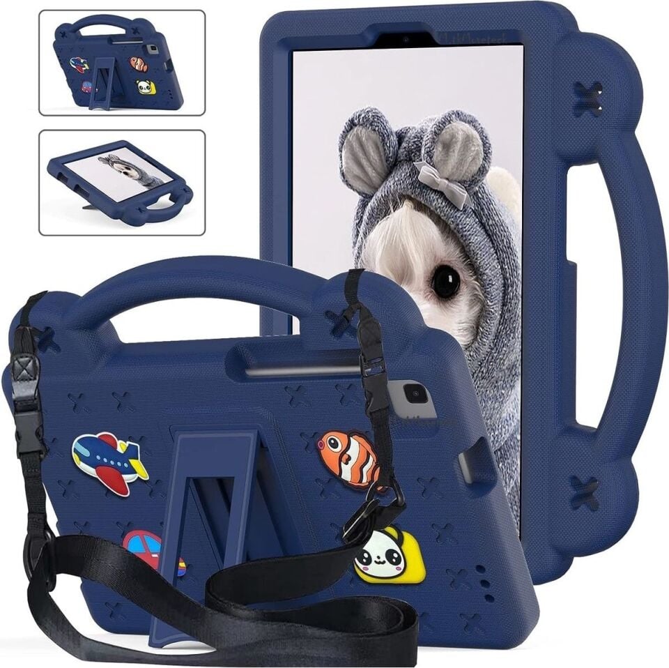 Five-E Samsung Galaxy Tab A7 10.4 (2020) Çocuklar Için Askılı Standlı Hayvan Figürlü Silikon Nemo Kılıf SM-T500 T505 T507