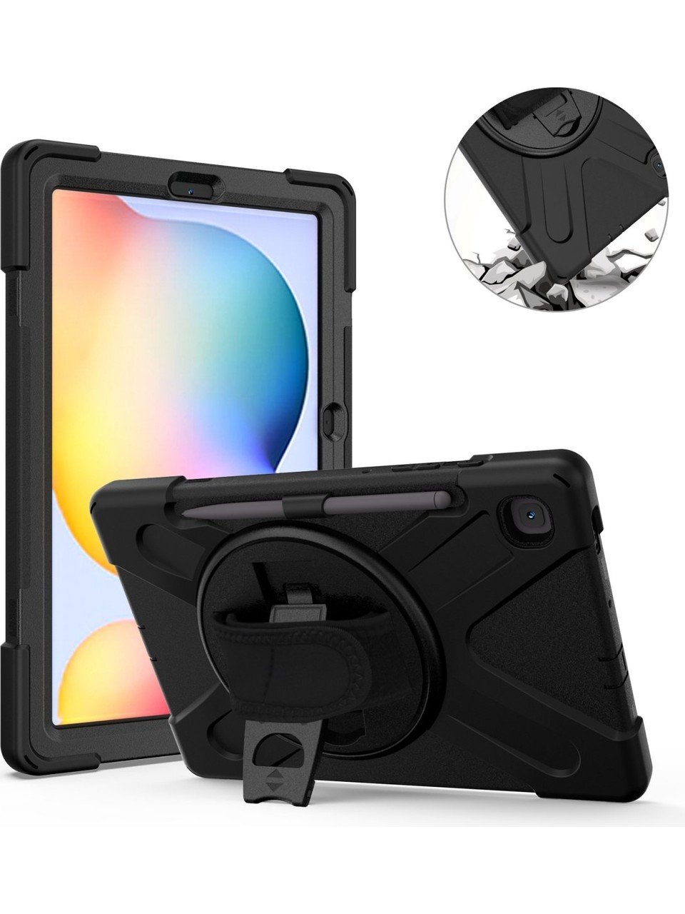  Samsung Galaxy Tab S6 Lite Zırhlı Armour Defender Askılı Kılıf Sm - P610