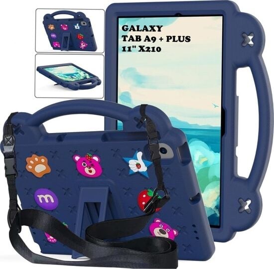 Five-E Samsung Galaxy Tab A9 Plus 11 (2023) Çocuklar Için Askılı Standlı Hayvan Figürlü Silikon Nemo Kılıf SM-X210/X216/X218