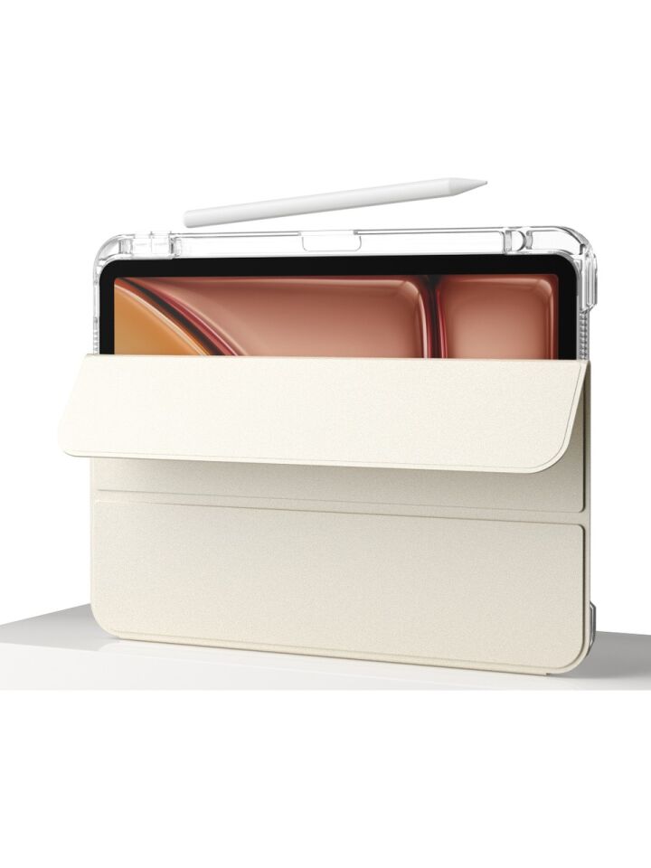 Apple iPad Air 5 (10.9) Manyetik Standlı Darbeye Dayanıklı Shockproof Kalemlikli Kızaklı Hybrid Kılıf Gold
