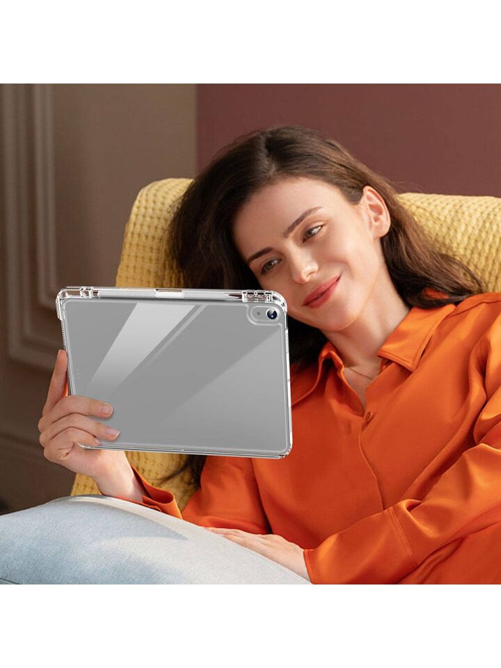 Apple iPad 10. Nesil 10.9 Inc (2022) Manyetik Standlı Darbeye Dayanıklı Shockproof Kalemlikli Kızaklı Hybrid Kılıf Lavanta