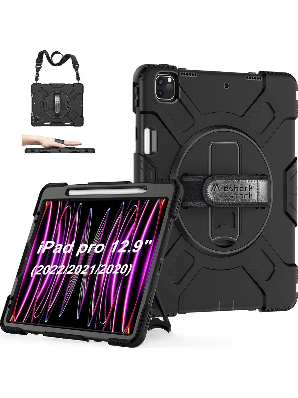  Apple iPad Pro 12.9 2020 4. Nesil Zırhlı Armour Defender Askılı Kılıf A2229 A2069 A2232 A2233