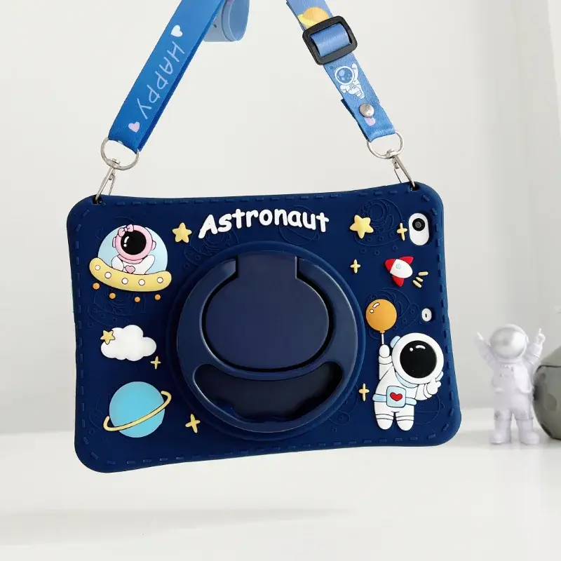  Apple iPad Air 11 M4 (2026) Standlı ve Boyun Askılı Astronot Figürlü Çocuk Tablet Kılıf
