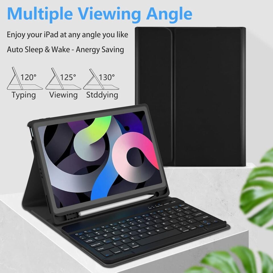 Apple iPad A16 11 Inc 2025 Rgb LED Işıklı Türkçe Karakterli Bluetooth Özellikli Kalemlikli Klavyeli Kılıf