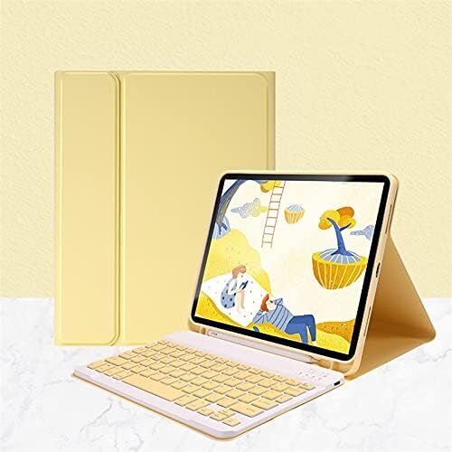 Apple iPad Air 11 M3 (2025) Rgb LED Işıklı Türkçe Karakterli Bluetooth Özellikli Kalemlikli Klavyeli Kılıf Sarı