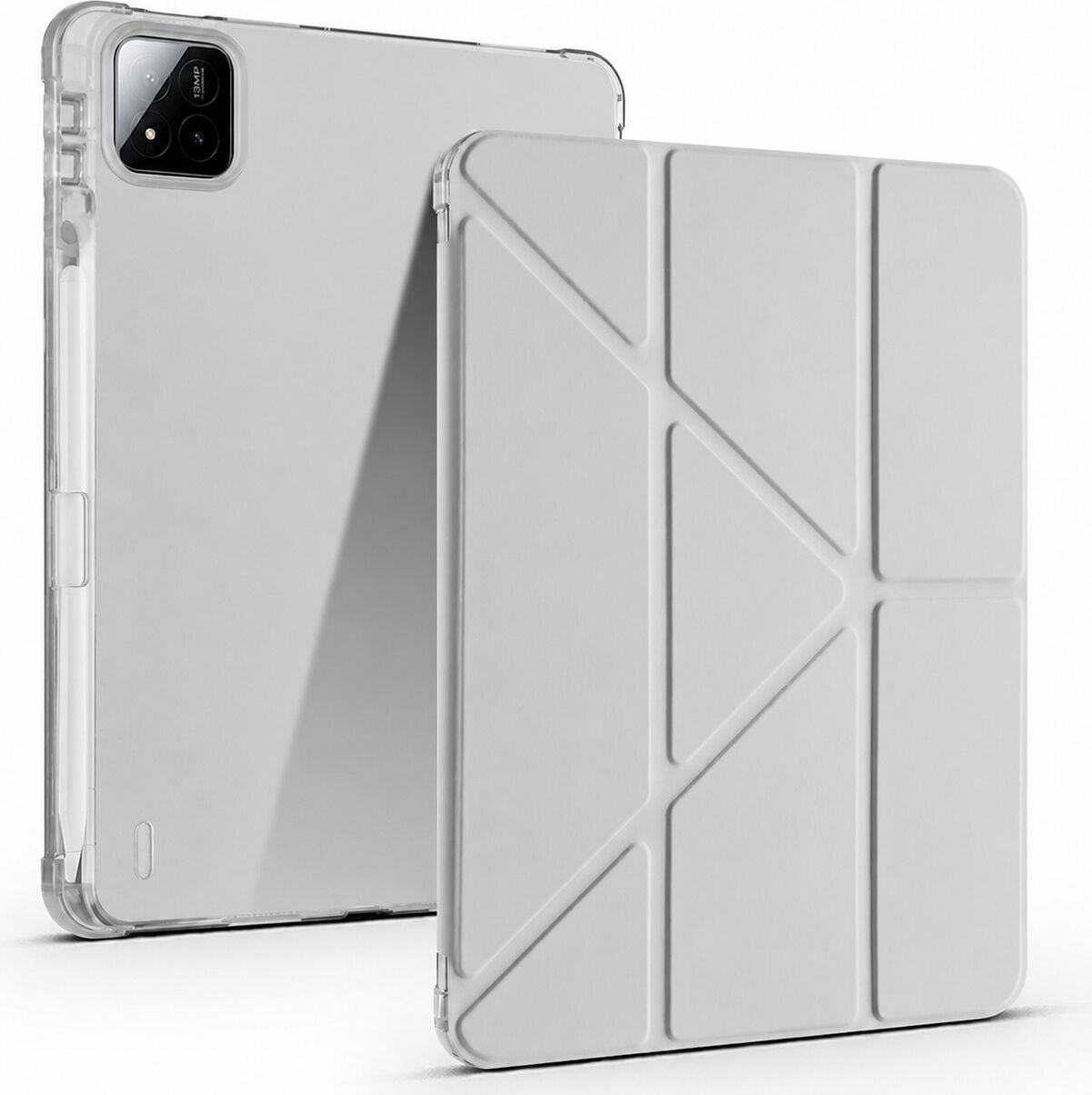 Xiaomi Pad 7 Pro Yatay ve Dikey Standlı Antişok Köşe Korumalı Kalemlikli Origami Slikon Kılıf