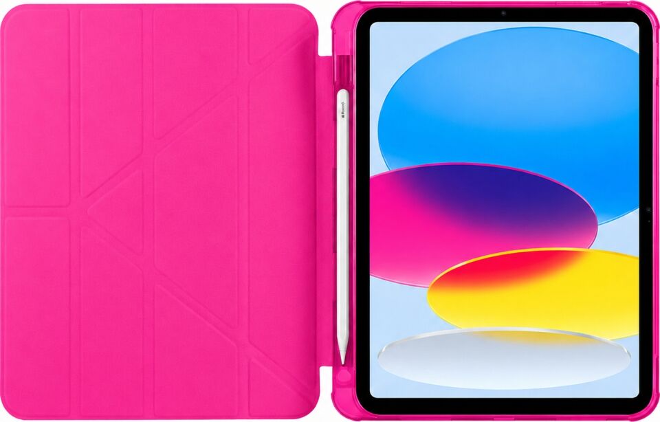 Apple iPad 10. Nesil 10.9 (2022) Yatay ve Dikey Standlı Antişok Köşe Korumalı Kalemlikli Origami Slikon Kılıf A2696 A2757 