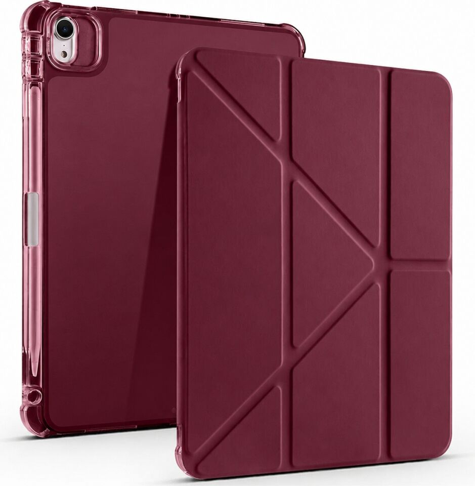 Apple iPad Air 11 M2 2024 Yatay ve Dikey Standlı Antişok Köşe Korumalı Kalemlikli Origami Slikon Kılıf A2902 A2903
