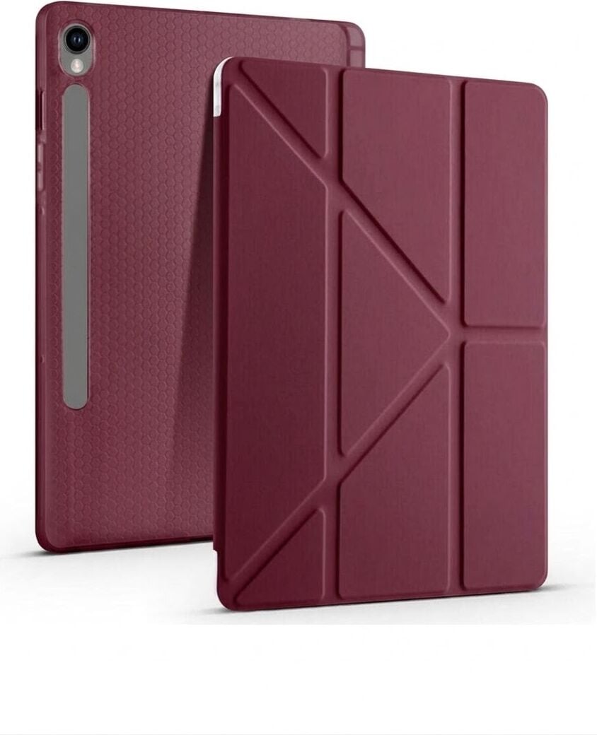 Samsung Galaxy Tab S10 Fe 2025 Yatay ve Dikey Standlı Antişok Köşe Korumalı Kalemlikli Origami Slikon Kılıf Sm- X520