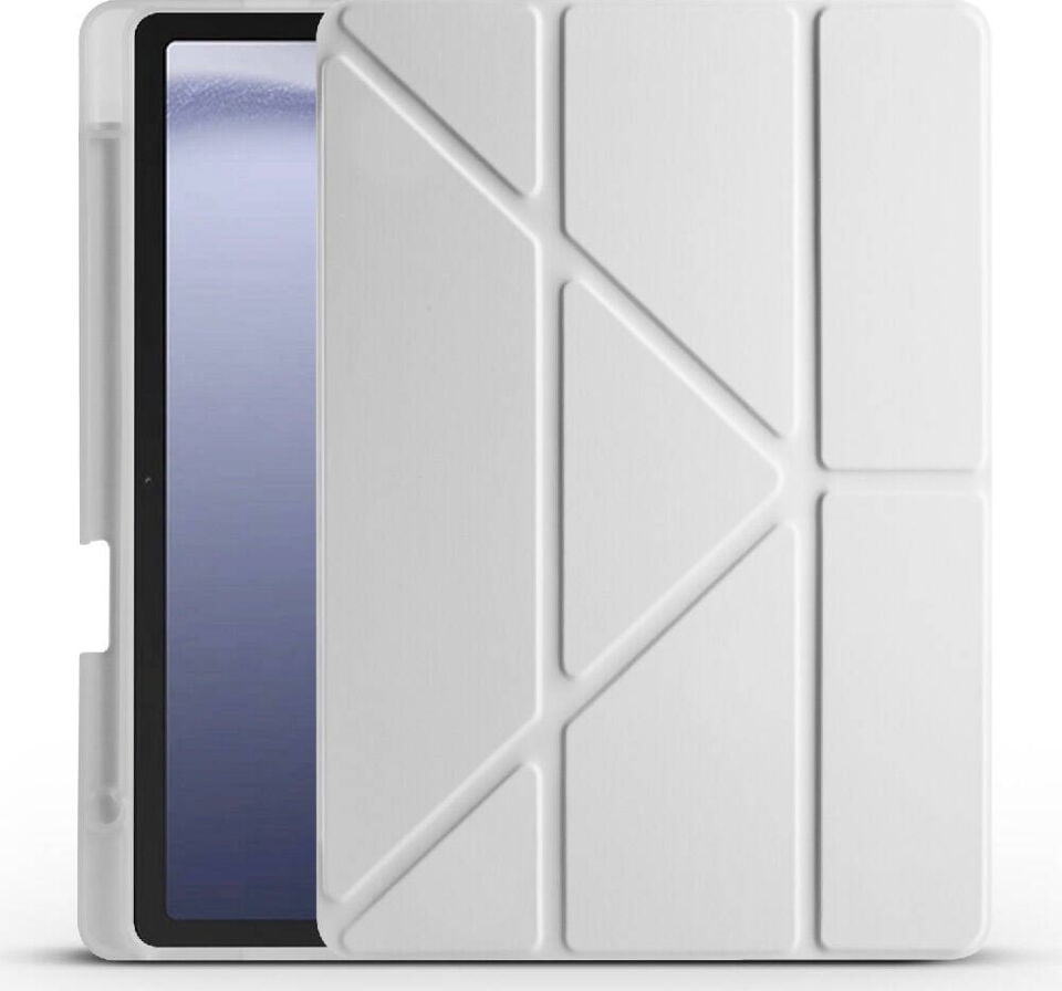 Samsung Galaxy Tab A9 Plus 2023 Yatay ve Dikey Standlı Antişok Köşe Korumalı Kalemlikli Origami Slikon Kılıf