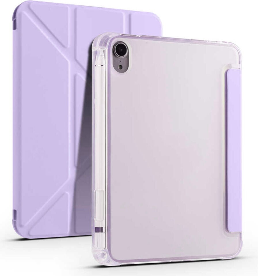 Apple iPad Mini 6 (2021) Yatay ve Dikey Standlı Antişok Köşe Korumalı Kalemlikli Origami Slikon Kılıf A2567 A2568 A2569