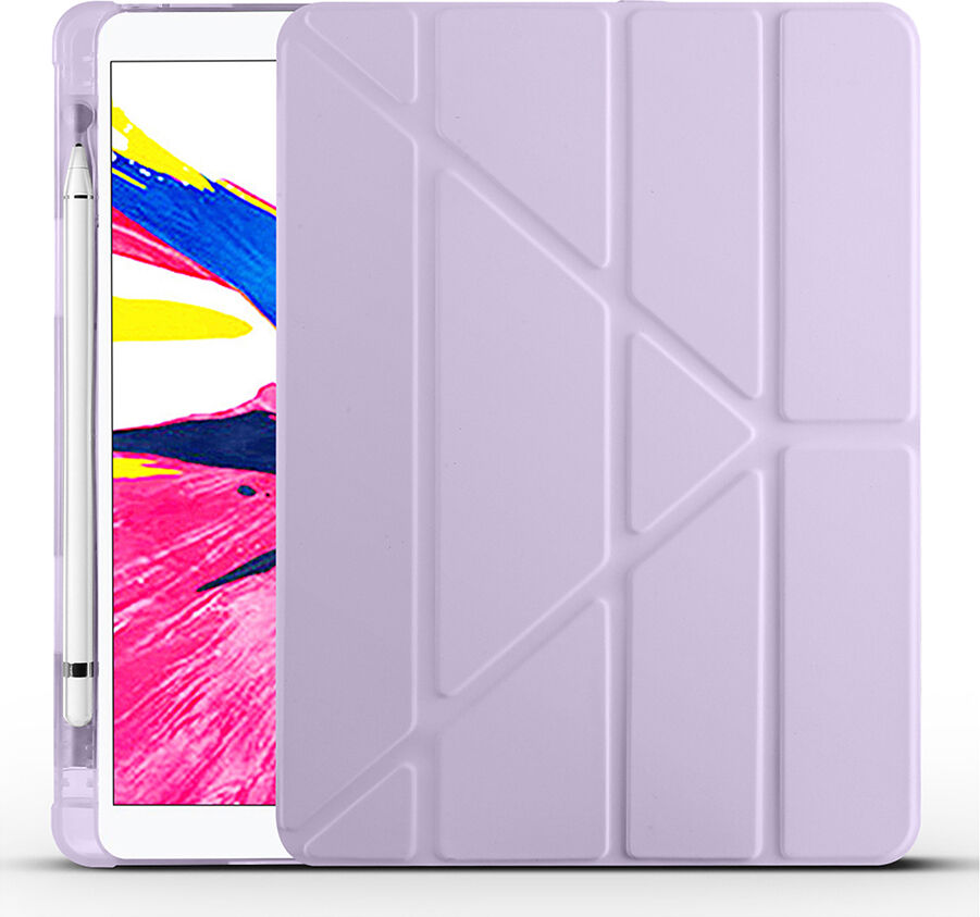Apple iPad Pro 10.5 Inc (2017) Yatay ve Dikey Standlı Antişok Köşe Korumalı Kalemlikli Origami Slikon Kılıf A1701 A1709